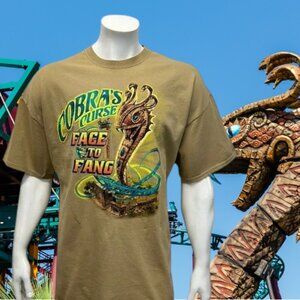 Busch Gardens Cobras Curse Rollercoaster Rare Brown Graphic T-Shirt Tee 2XL XXL